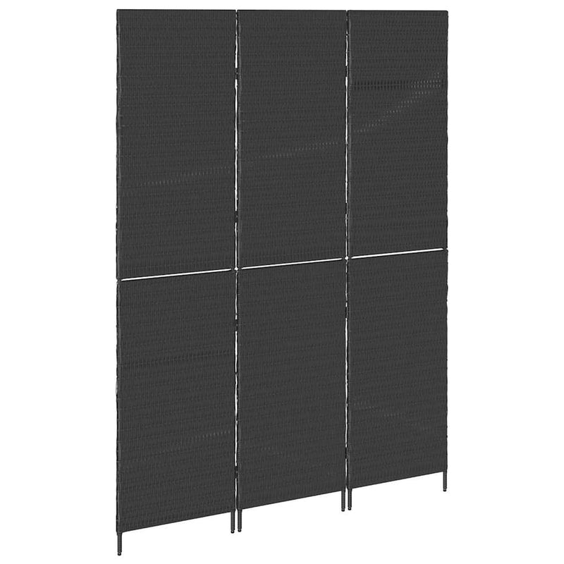 vidaXL Szobaelválasztó Összecsukható Fekete 146 x 180 cm polirattan