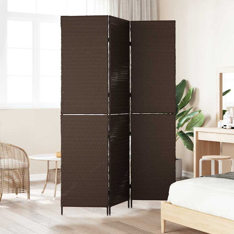 vidaXL Szobaelválasztó Összecsukható Barna 146 x 180 cm polirattan