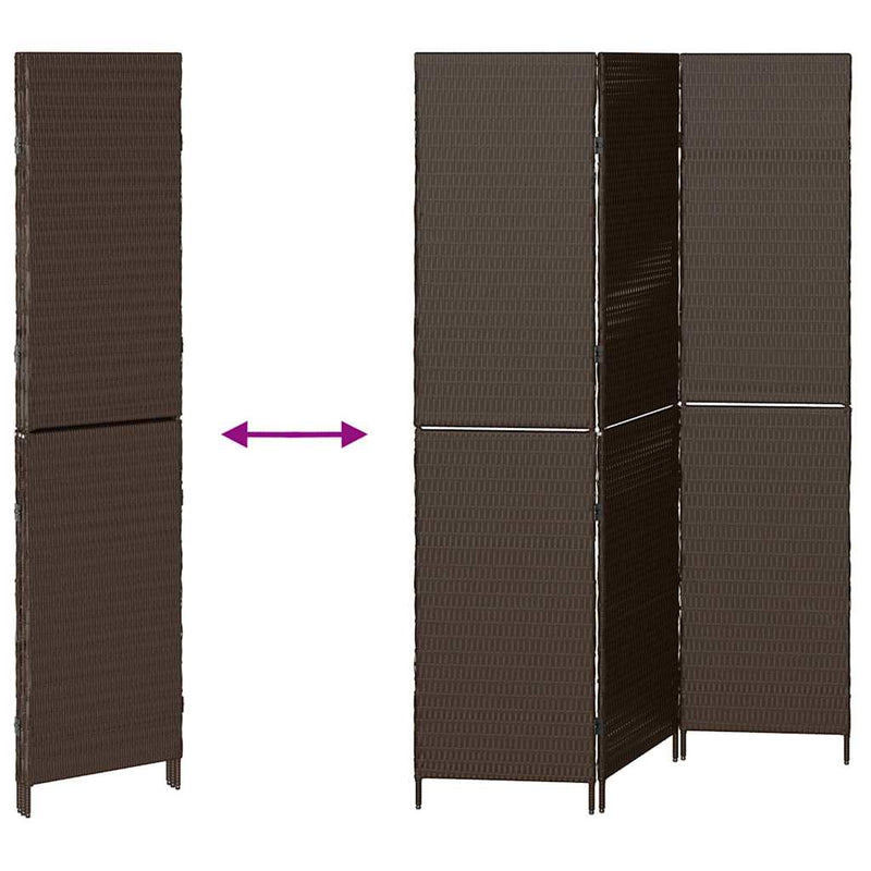 vidaXL Szobaelválasztó Összecsukható Barna 146 x 180 cm polirattan