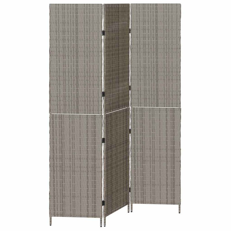 vidaXL Szobaelválasztó Összecsukható Szürke 147 x 180 cm polirattan