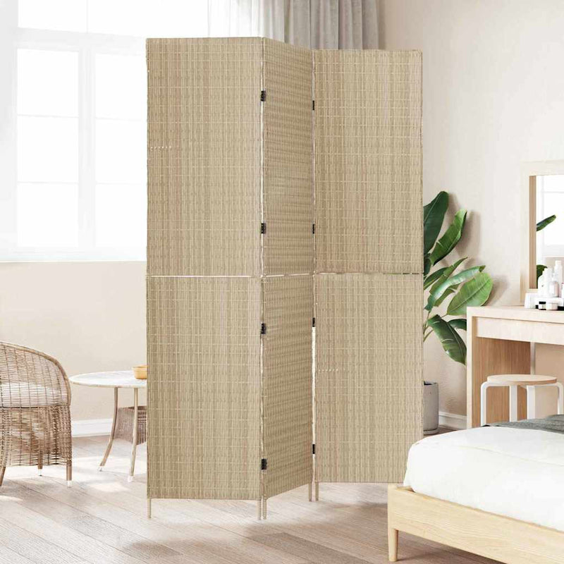 vidaXL Szobaelválasztó Összecsukható Kézi Bézs 147 x 180 cm polirattan
