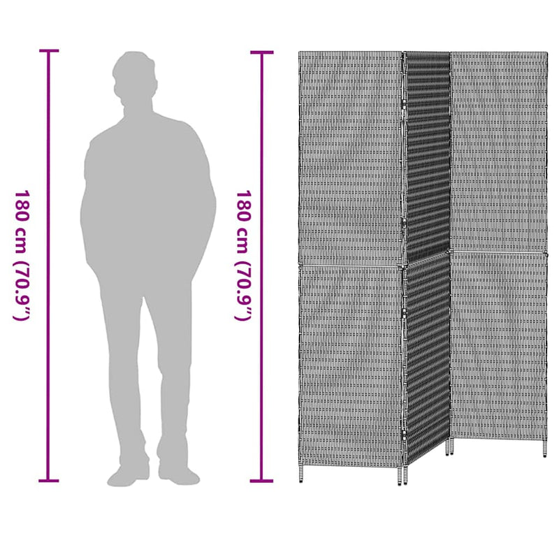 vidaXL Szobaelválasztó Összecsukható Kézi Bézs 147 x 180 cm polirattan