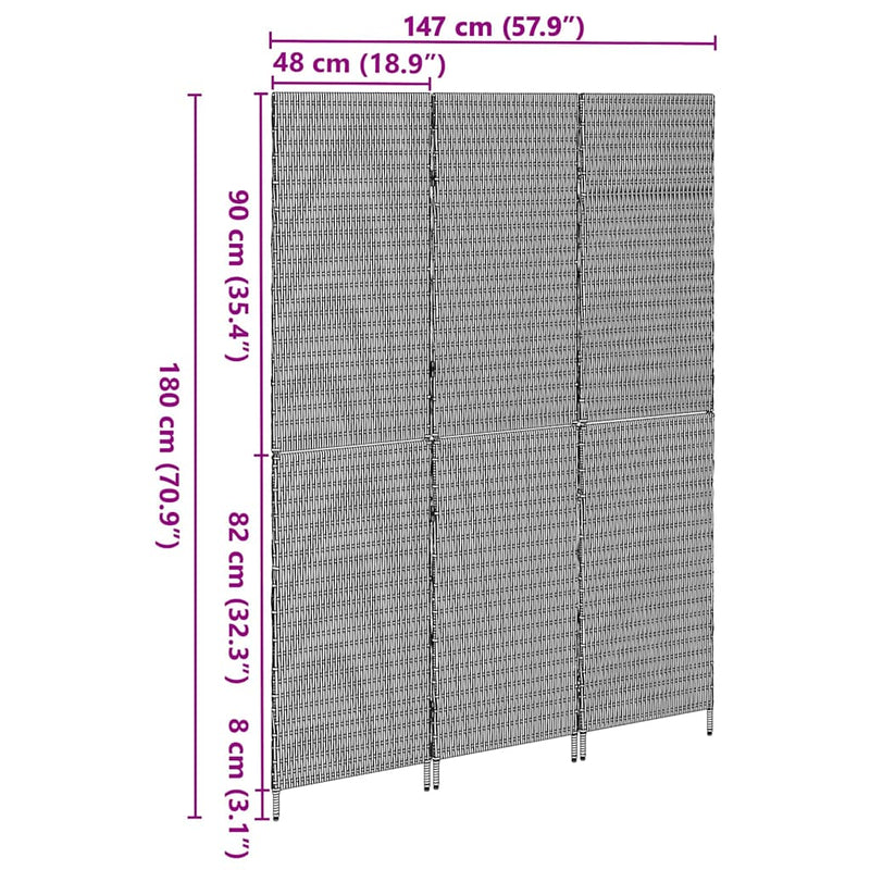 vidaXL Szobaelválasztó Összecsukható Kézi Bézs 147 x 180 cm polirattan