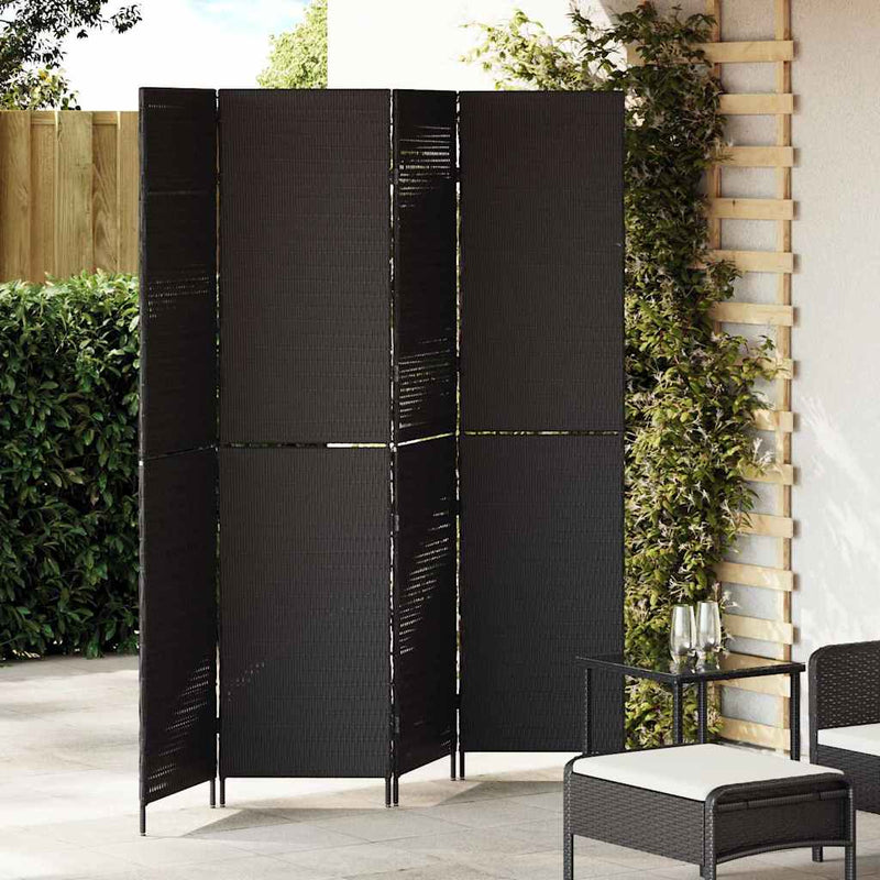vidaXL Szobaelválasztó Fekete 195 x 180 cm polirattan