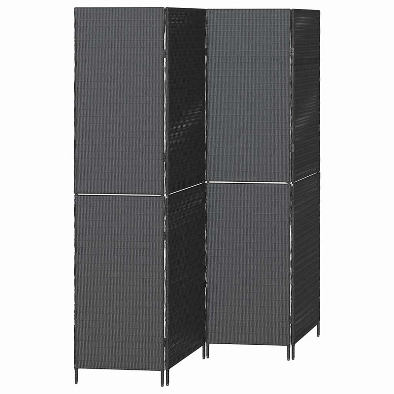 vidaXL Szobaelválasztó Fekete 195 x 180 cm polirattan