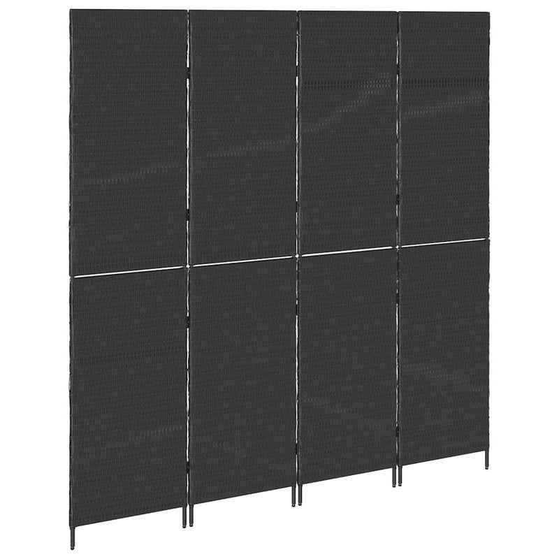 vidaXL Szobaelválasztó Fekete 195 x 180 cm polirattan