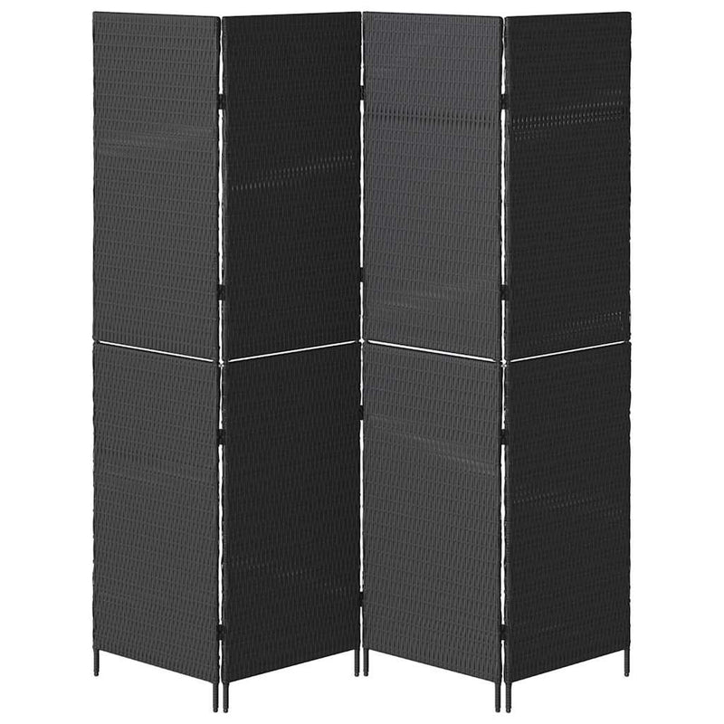 vidaXL Szobaelválasztó Fekete 195 x 180 cm polirattan