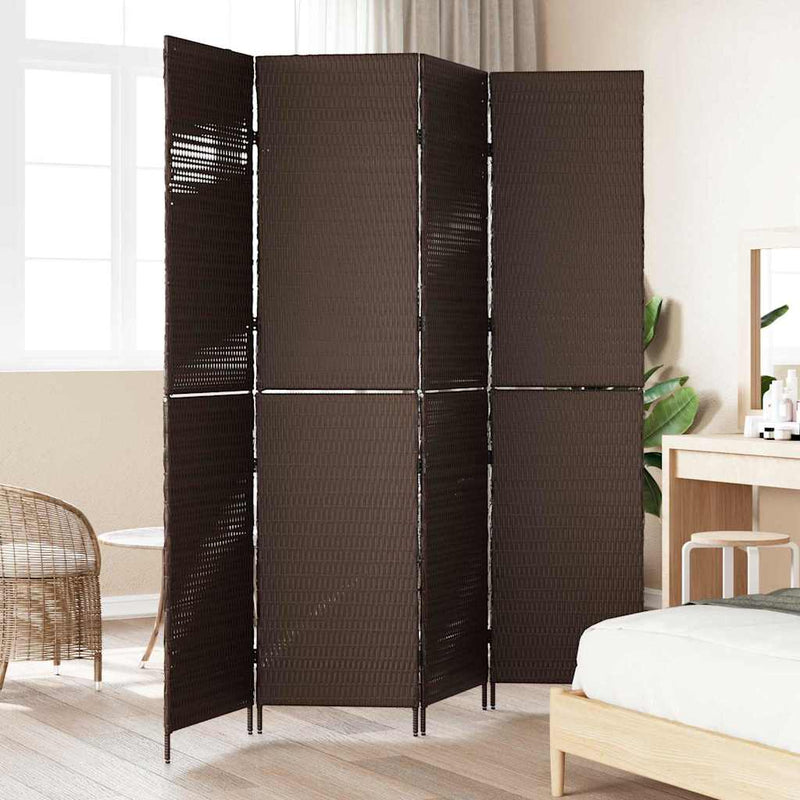 vidaXL Szobaelválasztó Összecsukható Barna 195 x 180 cm polirattan