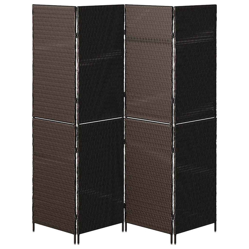 vidaXL Szobaelválasztó Összecsukható Barna 195 x 180 cm polirattan