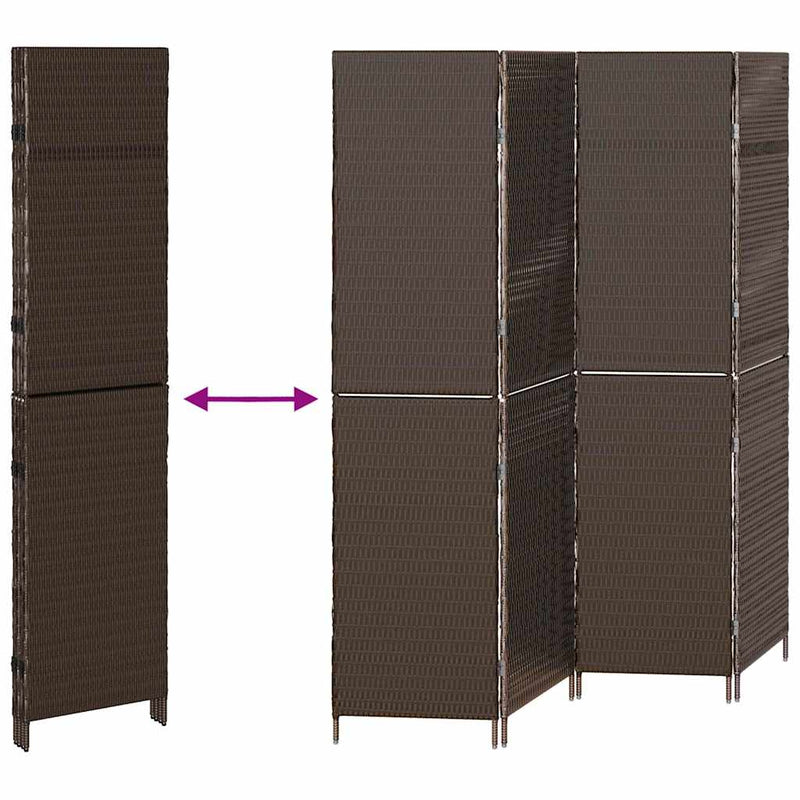 vidaXL Szobaelválasztó Összecsukható Barna 195 x 180 cm polirattan