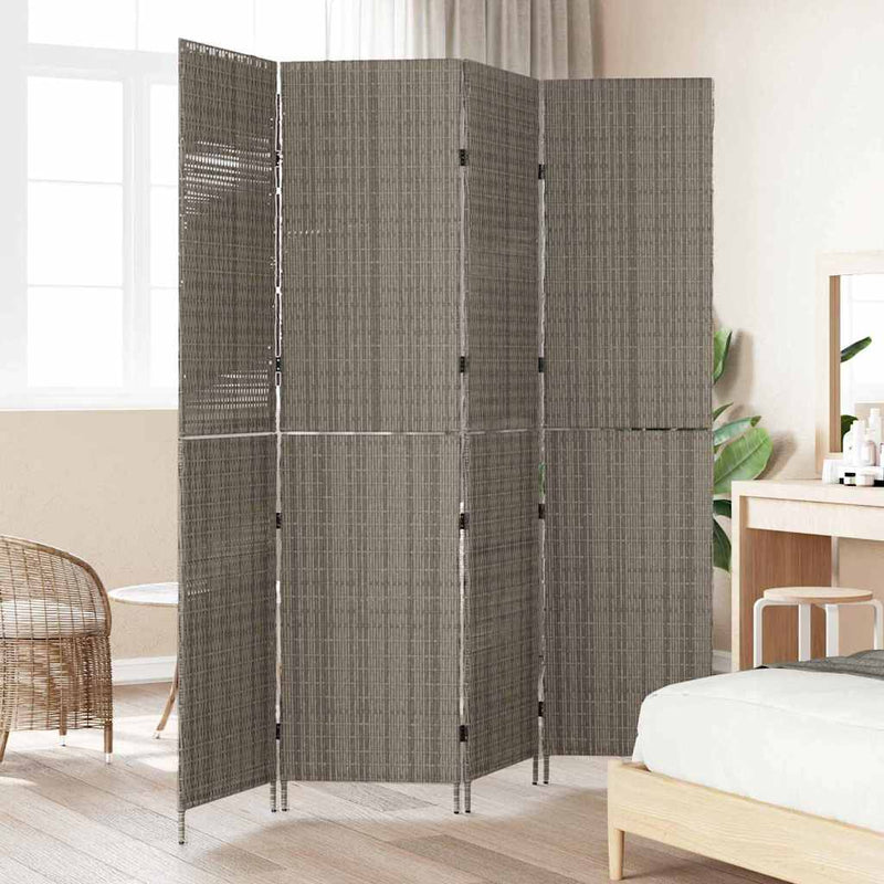 vidaXL Szobaelválasztó Összecsukható Szürke 195 x 180 cm polirattan
