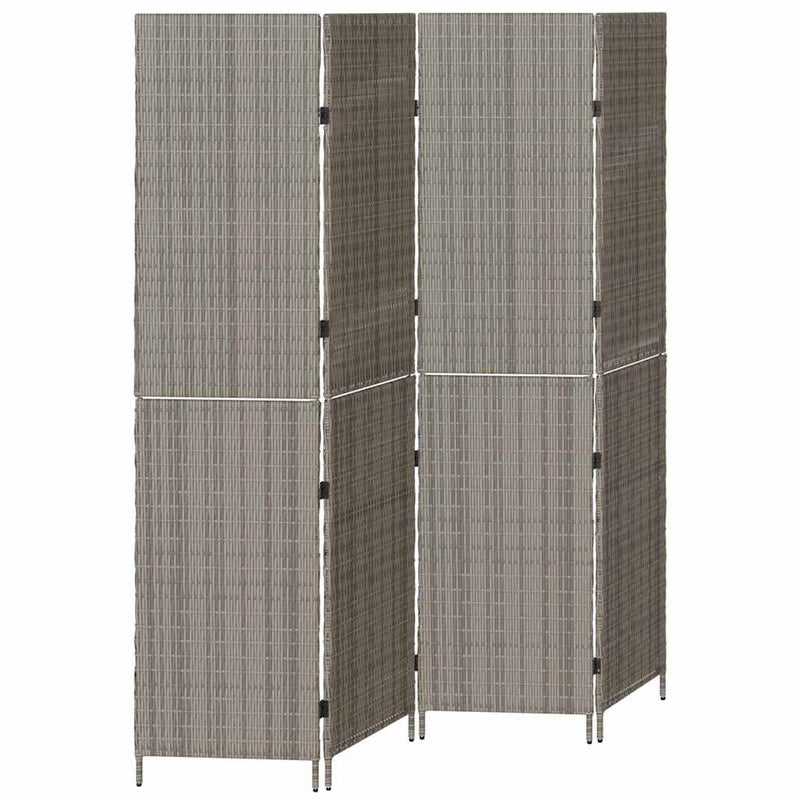vidaXL Szobaelválasztó Összecsukható Szürke 195 x 180 cm polirattan
