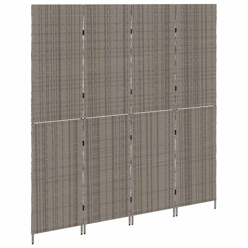 vidaXL Szobaelválasztó Összecsukható Szürke 195 x 180 cm polirattan