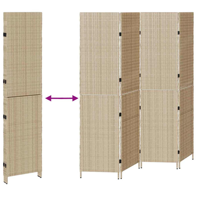 vidaXL Szobaelválasztó Összecsukható Kézi Bézs 196 x 180 cm polirattan