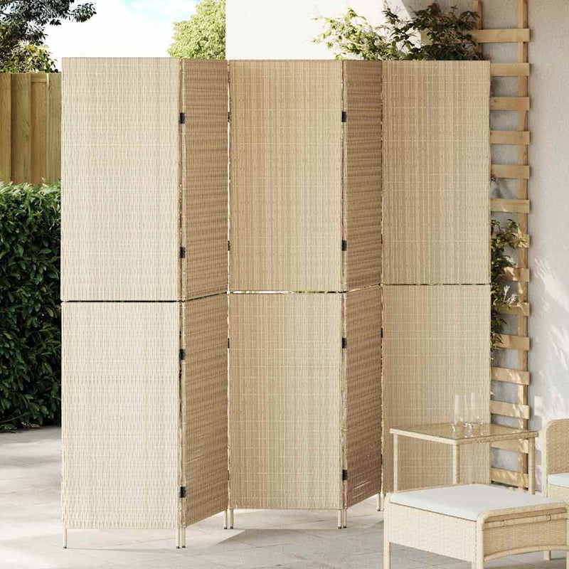 vidaXL Szobaelválasztó Összecsukható Kézi Bézs 245 x 180 cm polirattan
