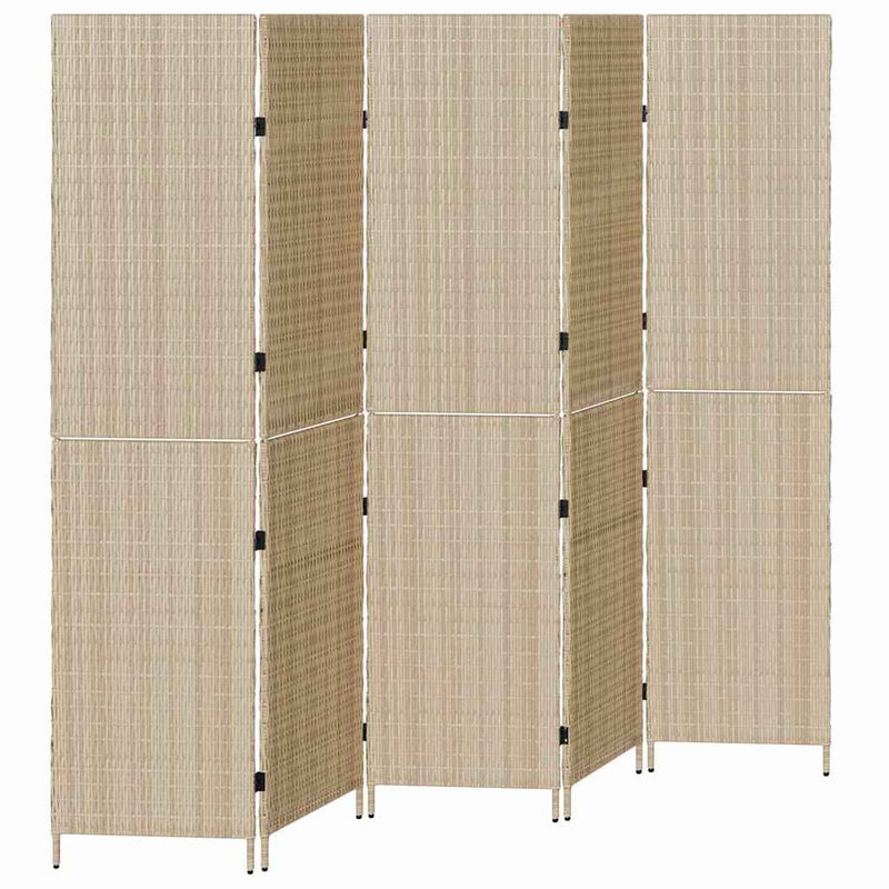 vidaXL Szobaelválasztó Összecsukható Kézi Bézs 245 x 180 cm polirattan
