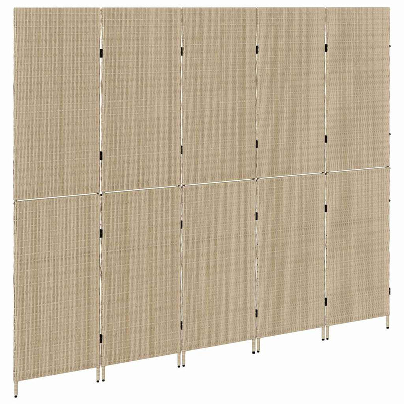 vidaXL Szobaelválasztó Összecsukható Kézi Bézs 245 x 180 cm polirattan