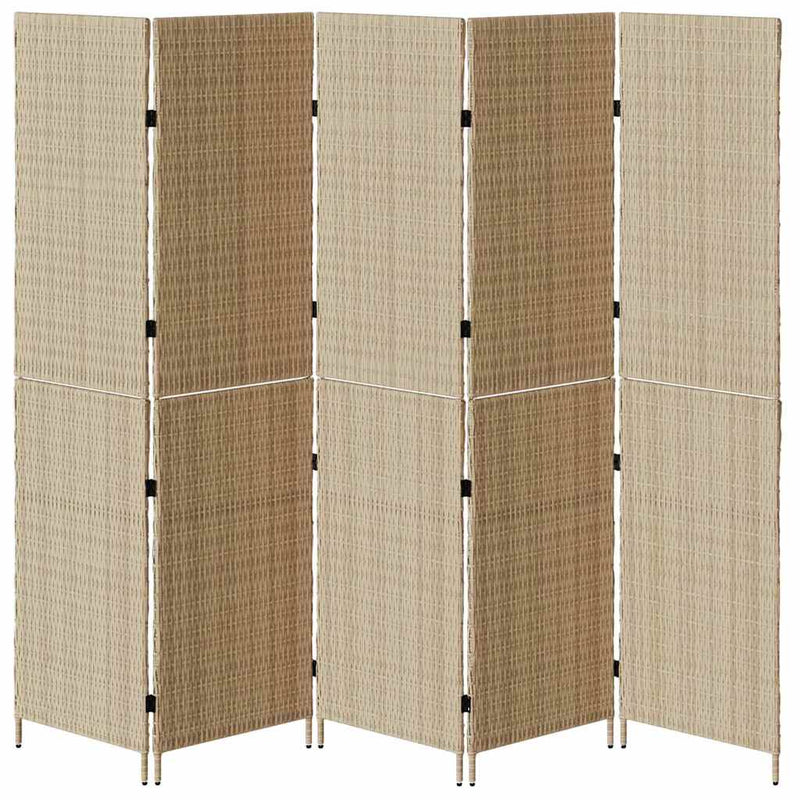 vidaXL Szobaelválasztó Összecsukható Kézi Bézs 245 x 180 cm polirattan