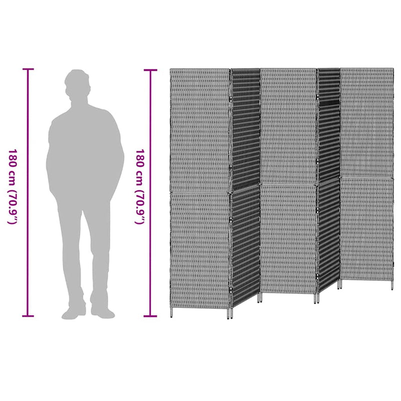 vidaXL Szobaelválasztó Összecsukható Kézi Bézs 245 x 180 cm polirattan