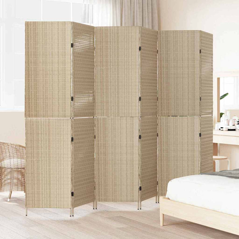 vidaXL Szobaelválasztó Összecsukható Kézi Bézs 294 x 180 cm polirattan
