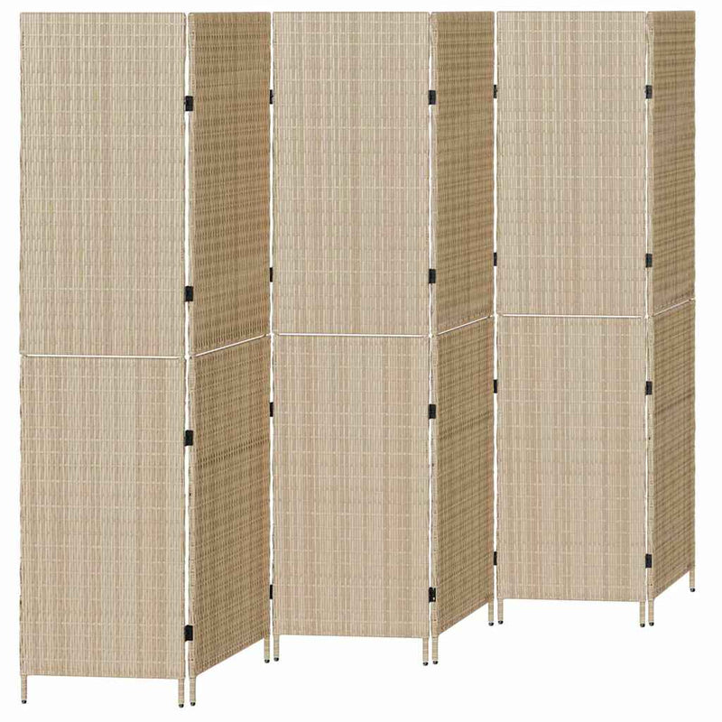 vidaXL Szobaelválasztó Összecsukható Kézi Bézs 294 x 180 cm polirattan
