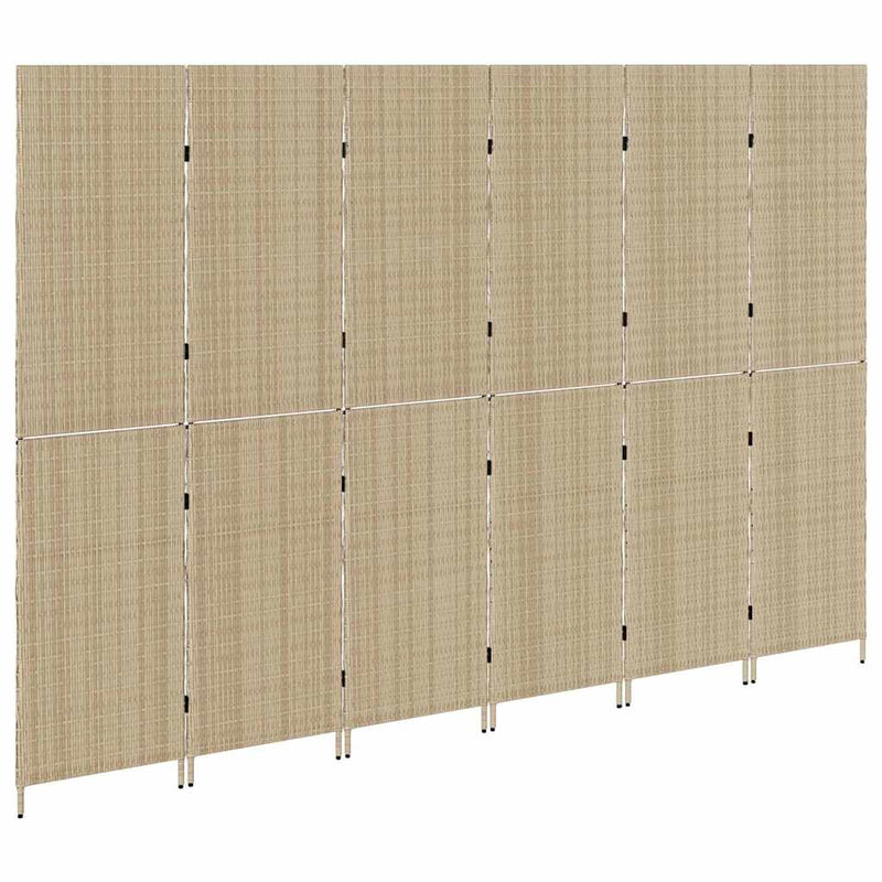 vidaXL Szobaelválasztó Összecsukható Kézi Bézs 294 x 180 cm polirattan