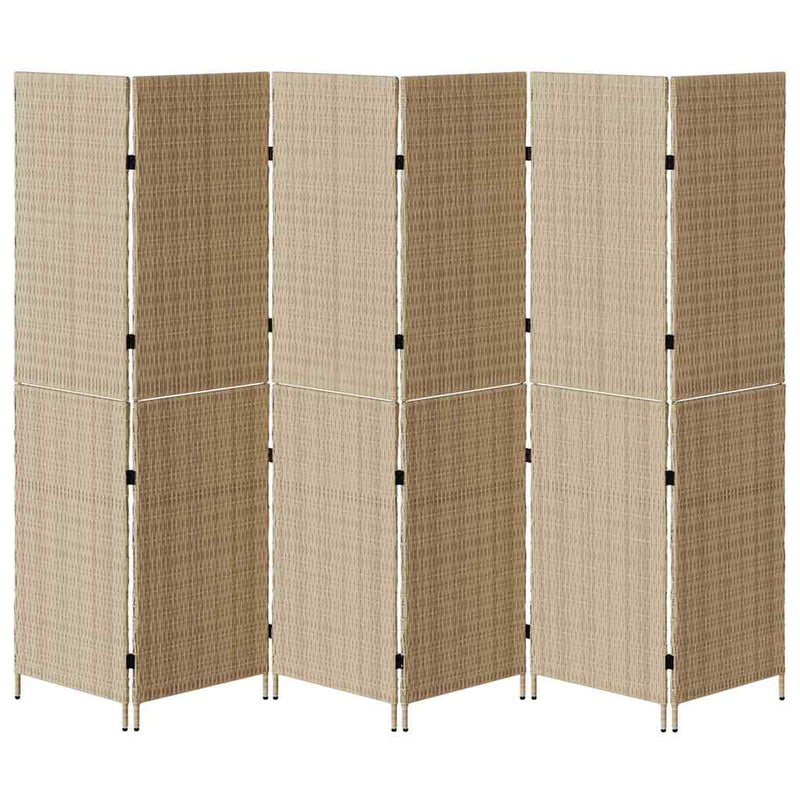 vidaXL Szobaelválasztó Összecsukható Kézi Bézs 294 x 180 cm polirattan