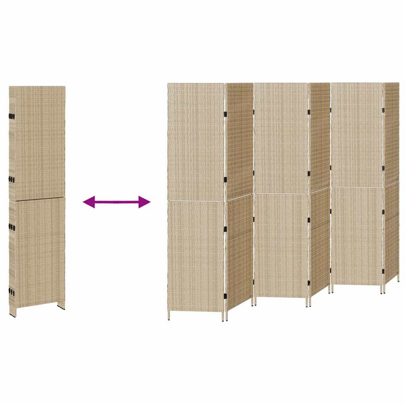 vidaXL Szobaelválasztó Összecsukható Kézi Bézs 294 x 180 cm polirattan