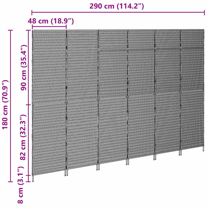vidaXL Szobaelválasztó Összecsukható Kézi Bézs 294 x 180 cm polirattan