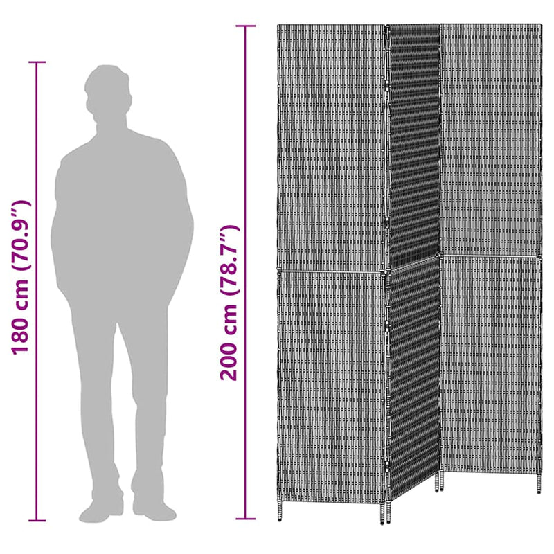 vidaXL Szobaelválasztó Összecsukható Kézi Bézs 146 x 200 cm polirattan