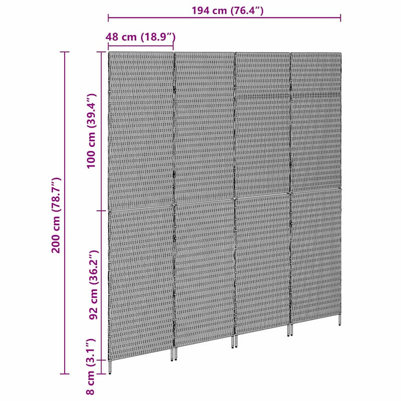 vidaXL Szobaelválasztó Összecsukható Kézi Bézs 196 x 200 cm polirattan