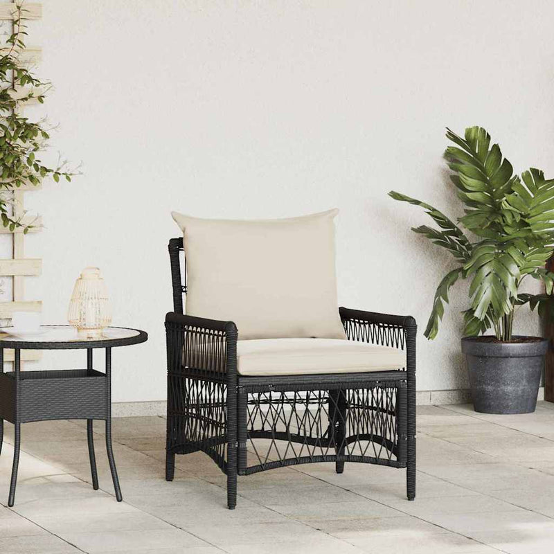 vidaXL Kerti Szék Fekete 60 x 70 x 78cm polirattan