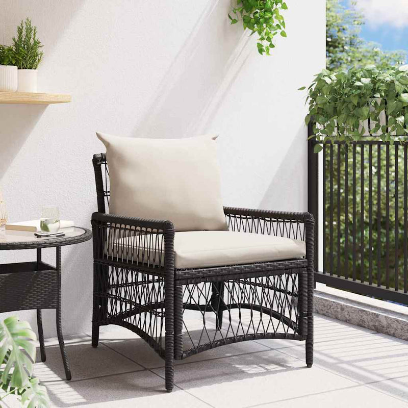 vidaXL Kerti Szék Fekete 60 x 70 x 78cm polirattan