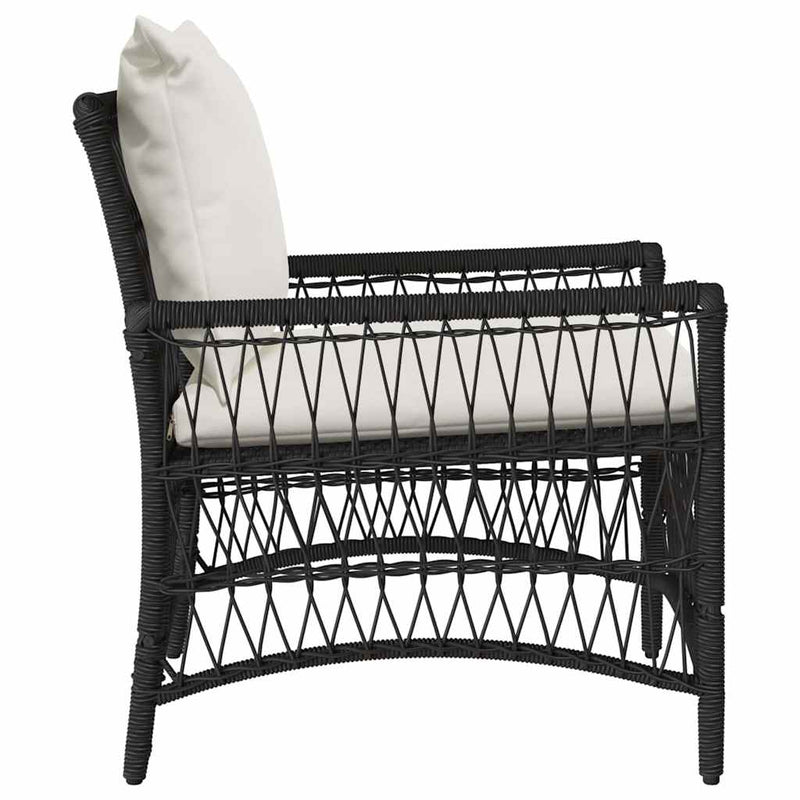 vidaXL Kerti Szék Fekete 60 x 70 x 78cm polirattan