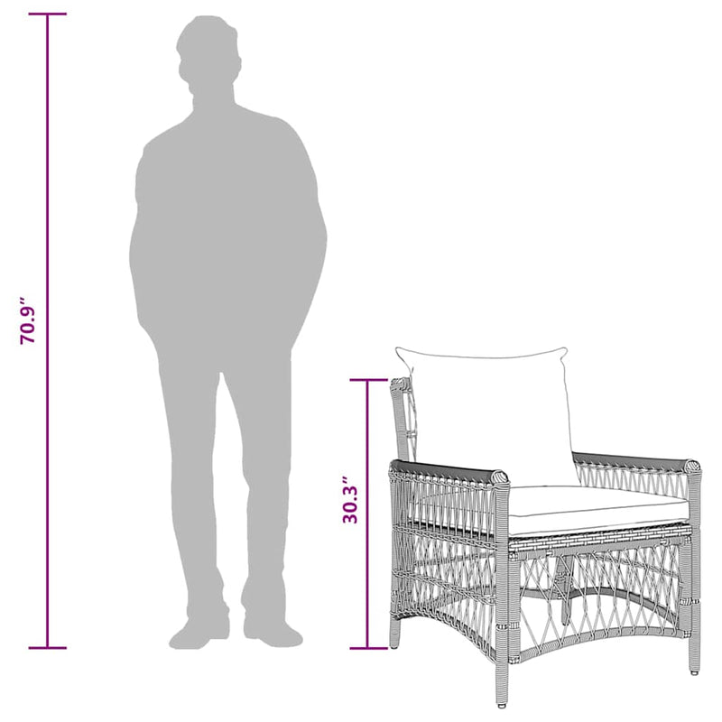 vidaXL Kerti Szék Barna 60 x 70 x 78cm polirattan