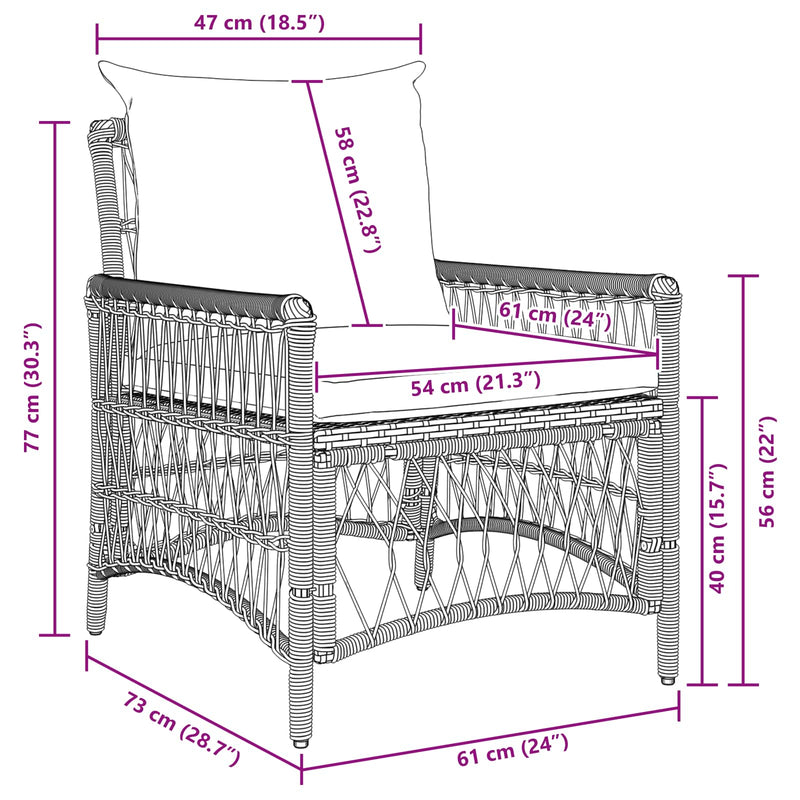 vidaXL Kerti Szék Barna 60 x 70 x 78cm polirattan