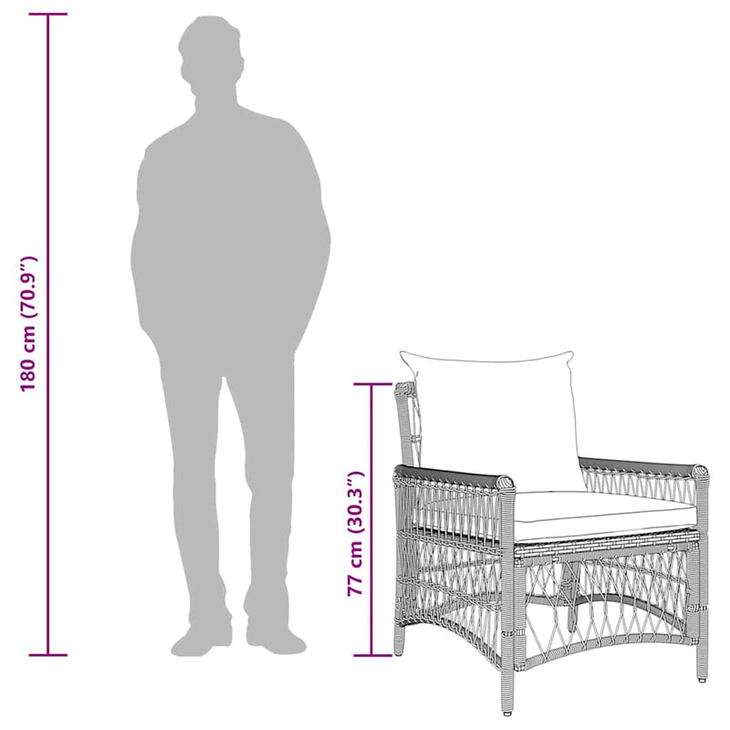 vidaXL Kerti Szék Barna 60 x 70 x 78cm polirattan