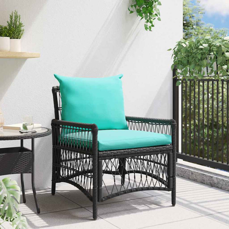 vidaXL Kerti Szék Fekete 60 x 70 x 78cm polirattan