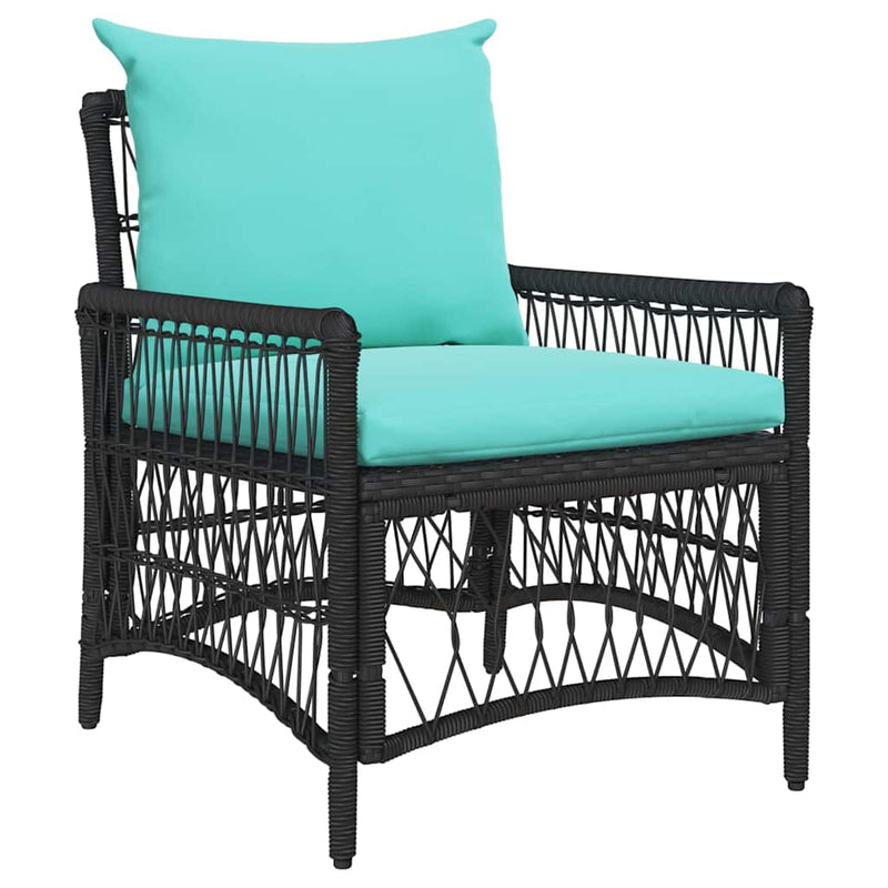 vidaXL Kerti Szék Fekete 60 x 70 x 78cm polirattan