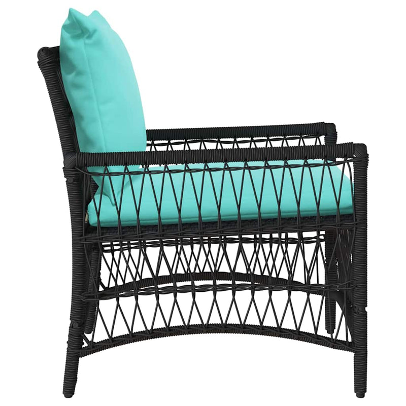 vidaXL Kerti Szék Fekete 60 x 70 x 78cm polirattan