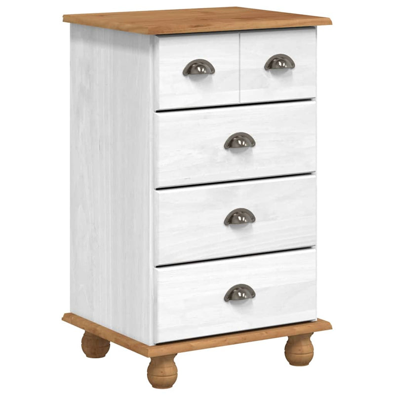 vidaXL Fiókos Szekrény fiókkal Fehér 45.8 x 40 x 79 cm Tömör fenyőfa