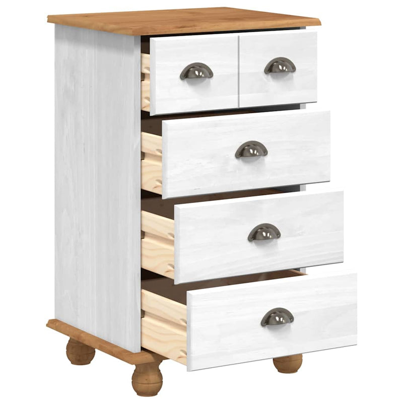 vidaXL Fiókos Szekrény fiókkal Fehér 45.8 x 40 x 79 cm Tömör fenyőfa