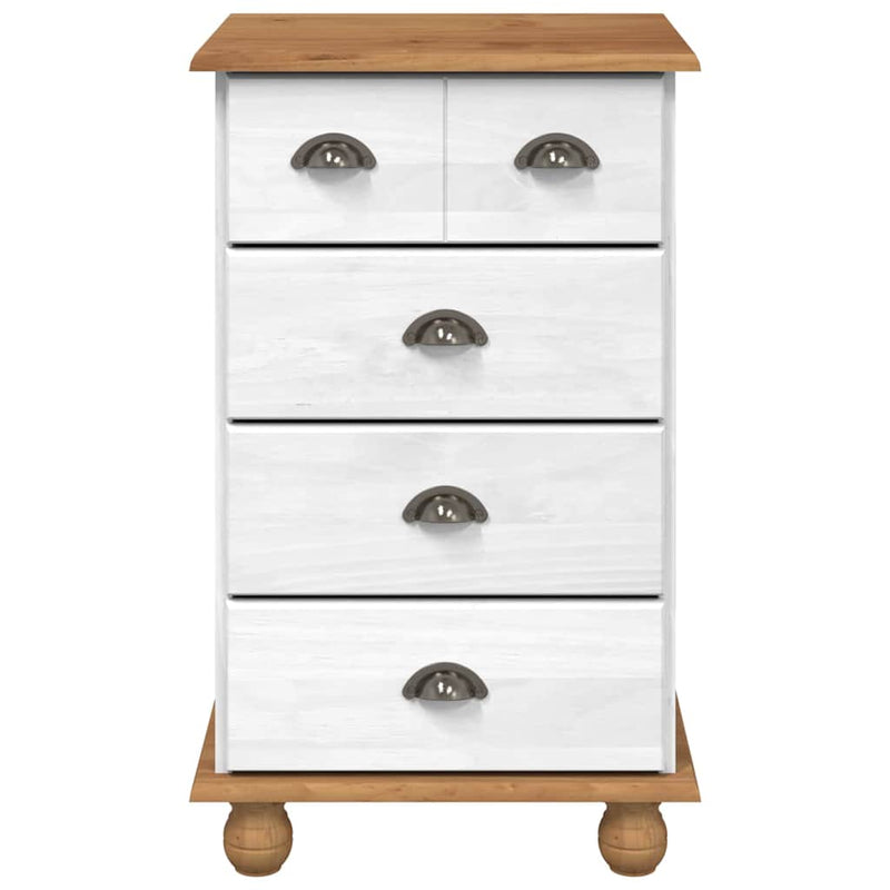 vidaXL Fiókos Szekrény fiókkal Fehér 45.8 x 40 x 79 cm Tömör fenyőfa