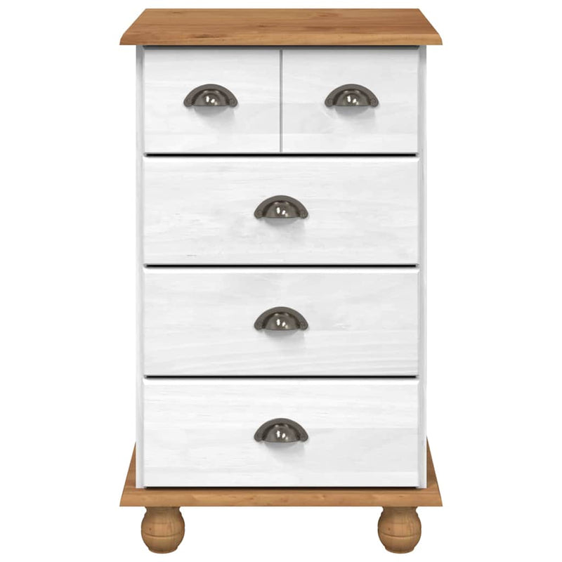 vidaXL Fiókos Szekrény ASKIM Fehér 45.8 x 40 x 79 cm Tömör fenyőfa