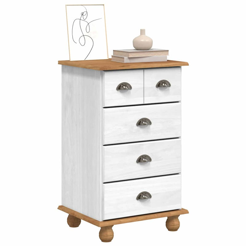 vidaXL Fiókos Szekrény fiókkal Fehér 45.8 x 40 x 79 cm Tömör fenyőfa