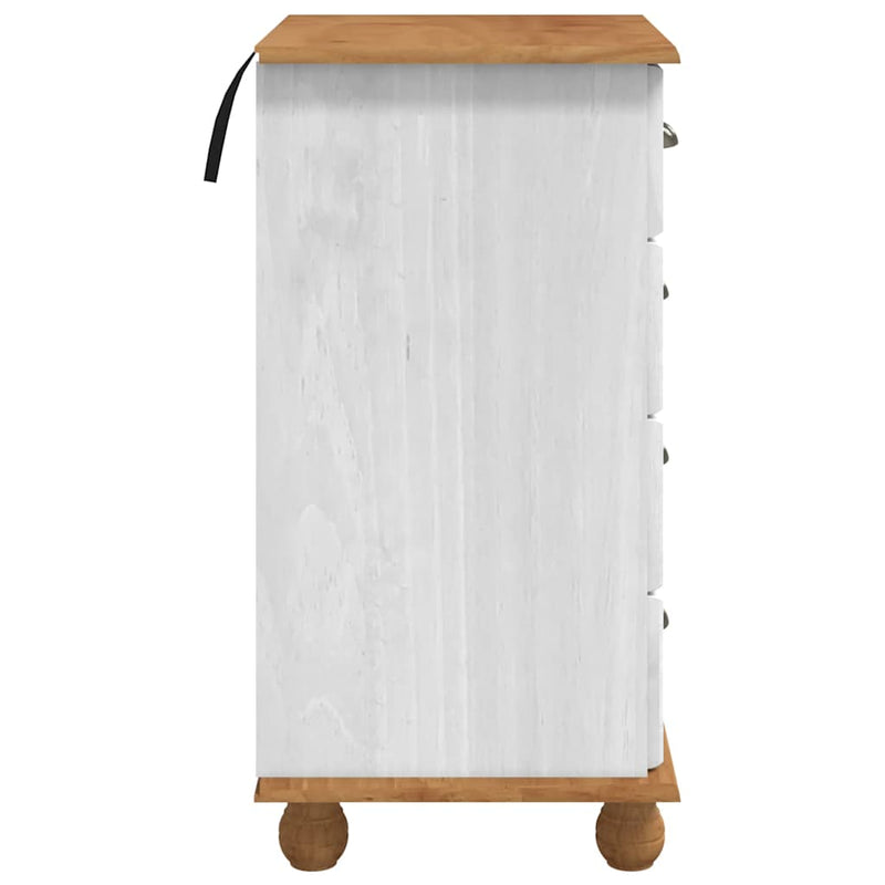 vidaXL Fiókos Szekrény fiókkal Fehér 45.8 x 40 x 79 cm Tömör fenyőfa