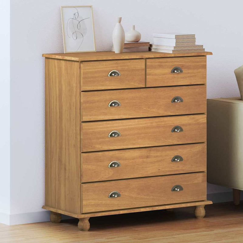 vidaXL Fiókos Szekrény ASKIM Barna 91 x 40 x 95.5 cm Tömör fenyőfa