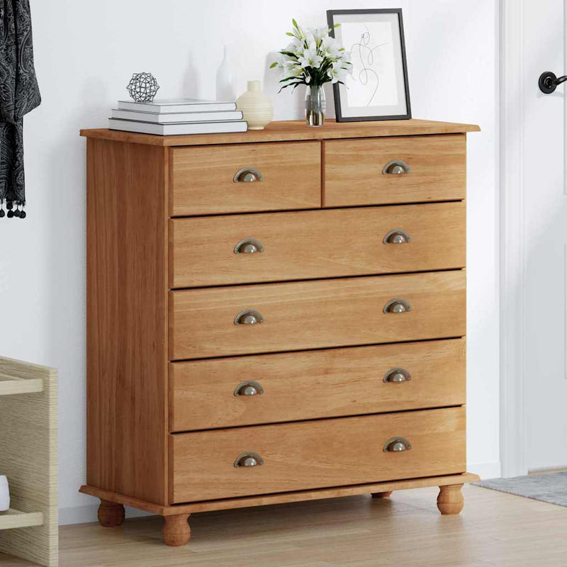 vidaXL Fiókos Szekrény fiókkal Barna 91 x 40 x 95.5 cm Tömör fenyőfa