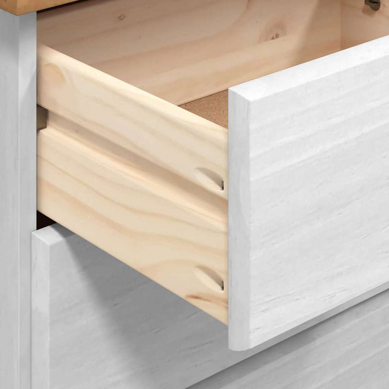 vidaXL Fiókos Szekrény fiókkal Fehér 91 x 40 x 95.5 cm Tömör fenyőfa