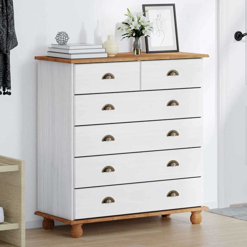vidaXL Fiókos Szekrény fiókkal Fehér 91 x 40 x 95.5 cm Tömör fenyőfa